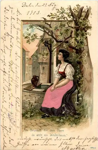 Am Brunnen vor dem Tore - Prägekarte -150132