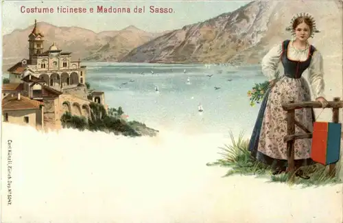 Costume ticinese e Madonna del Sasso - Litho -151868