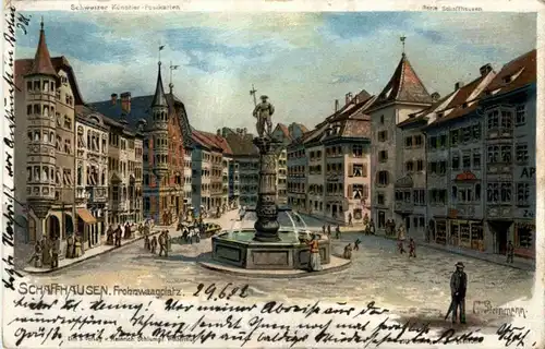 Schaffhausen - Frohnwaagplatz - Künstlerkarte C. Steinmann -150238