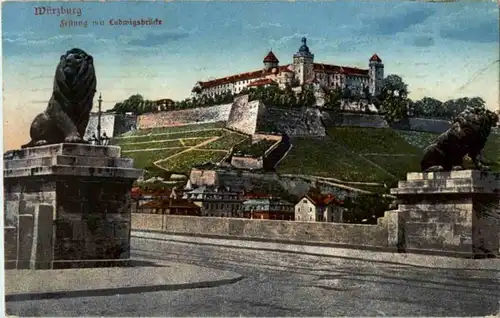 Würzburg - Festung mit Ludwigsbrücke -148980
