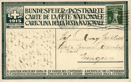 Bundesfeier Postkarte 1915 -153190