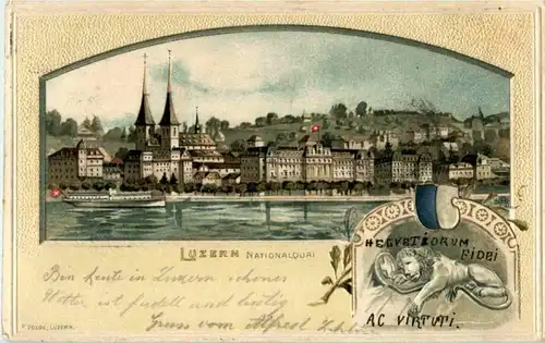 Luzern - Nationalquai - Prägekarte -153376