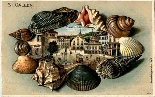 St. Gallen - Litho mit Muscheln -154016