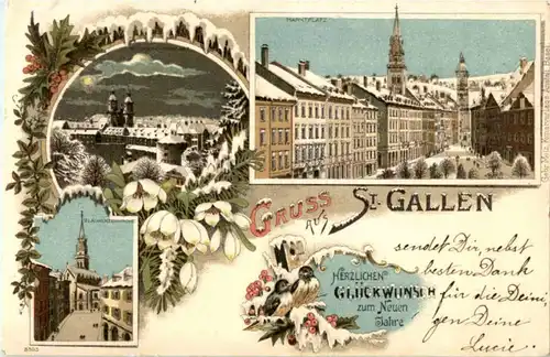 Gruss aus St. Gallen - Litho - Winter -153850