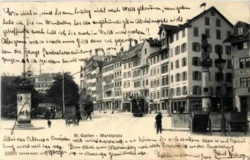 St. Gallen - Marktplatz mit Tram -154006