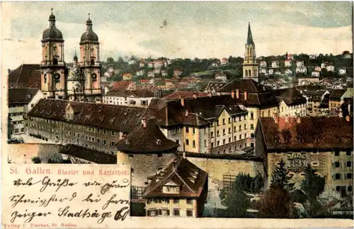 St. Gallen - Kloster und Karlsthor - Prägekarte -154184