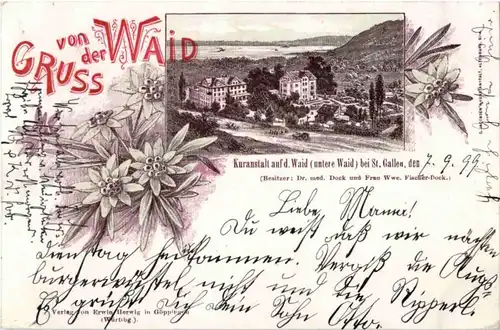 St. Gallen - Gruss von der Waid - Litho -153970