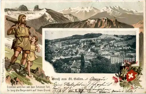 Gruss aus St. Gallen - Litho - Wilhelm Tell -153926