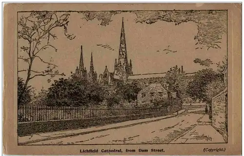 Lichfield Cathedral from Dam Street -116370