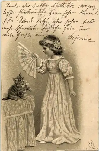 Kind mit Katze - Prägekarste -158628