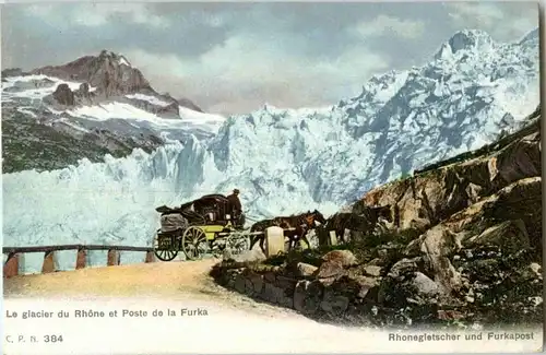 Le glacier du Rhone et Poste de la Furka - Postkutsche -160320