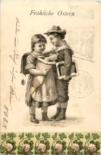 Kinder mit Schultüte - Prägekarte -164170