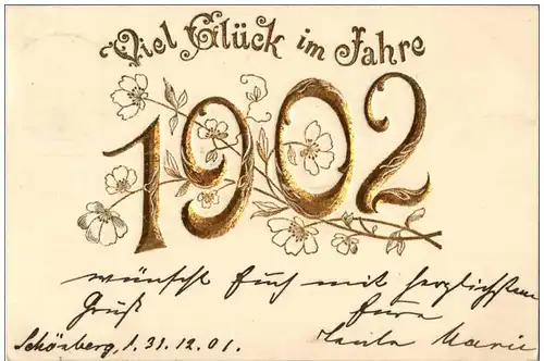 Neujahr 1902 - Prägekarte -123392