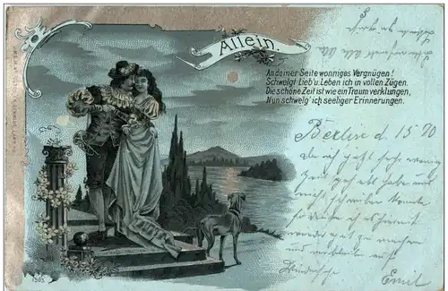 Allein - Frau mit Mann - Litho -123608