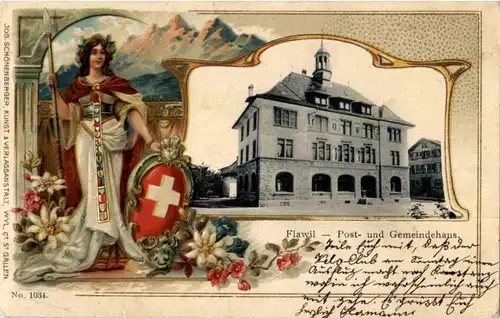 Flawil - Post und Gemeindehaus - Litho -163408