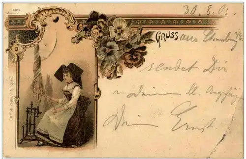 Gruss aus Elsass Lothringen - Litho -123888