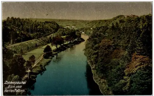 Zschopautal - Blick vom Harrasfelsen -125368