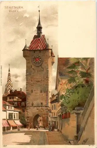 Baden - Stadtturm - Litho -166146