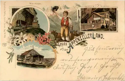 Gruss aus dem Appenzeller Land - Ebenalp - Wildkirchli - Litho -163738