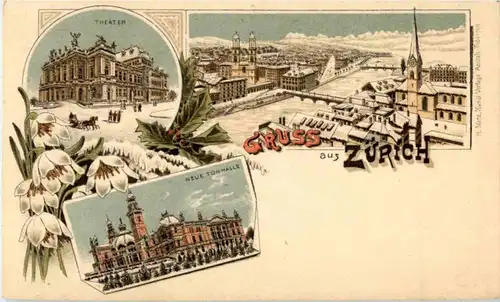 Gruss aus Zürich im Winter - Litho -167886