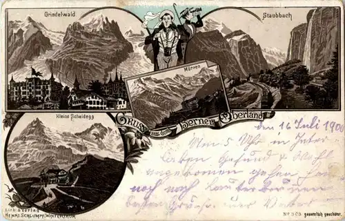 Gruss aus dem Berner Oberland - Grindelwald Mürren - Litho -171198