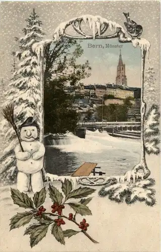 Bern - Münster mit Schneemann -170758