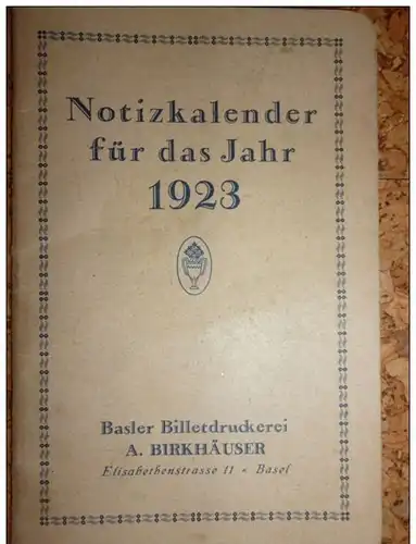 Basler Billetdruckerei Birkhäuser - Notizkalender 1923 -131849
