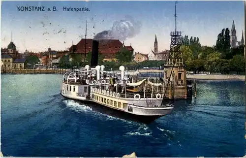Konstanz - HAfenpartie mit Schiff -171460