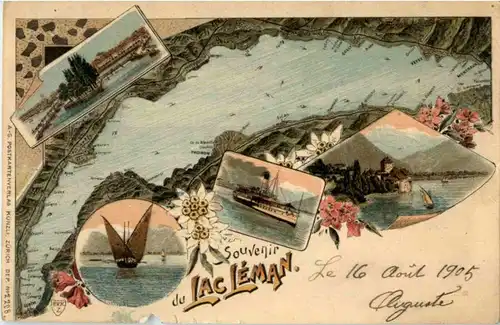 Souvenir du Lac Leman - Litho -172568