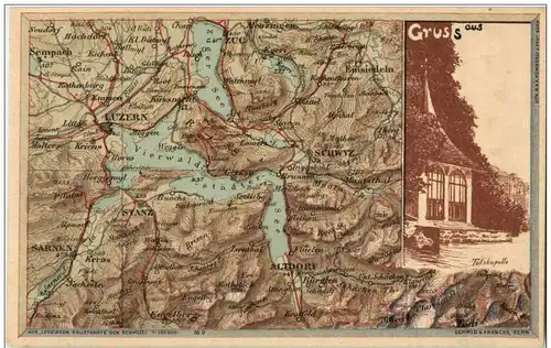 Gruss aus Vierwaldstädter See - Map Landkarte -133090