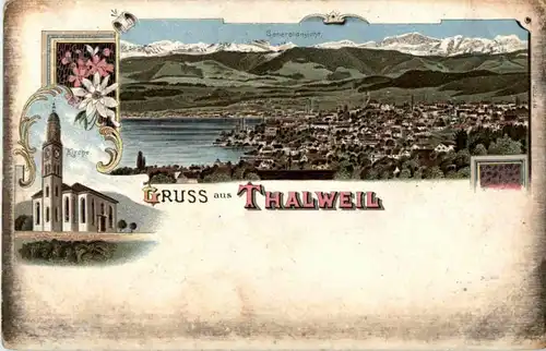 Gruss aus Thalweil - Litho -N2624