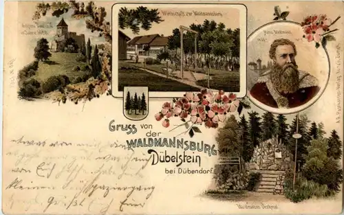 Gruss von der Waldmannsburg Dübelstein Dübendorf - Litho -N2652