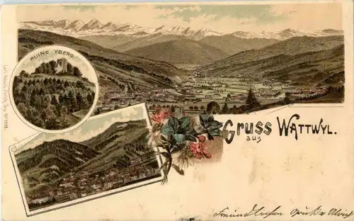 Gruss aus Wattwil - Litho -N2676