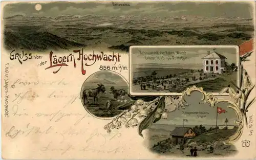 Regensberg - Gruss von der Lägern Hochwacht - Litho -N3172