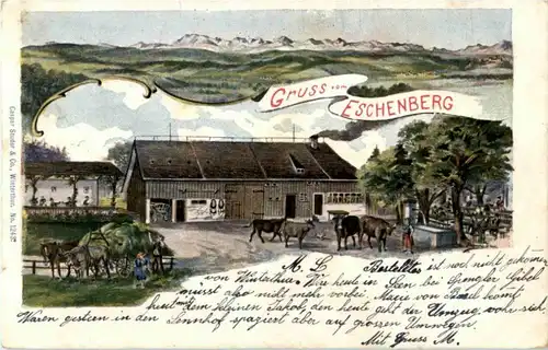 Gruss vom Eschenberg Winterthur - Litho -N2944
