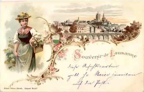 Gruss aus Lausanne - Litho -N3912