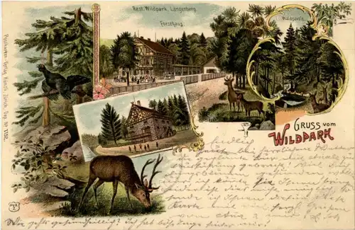 Gruss vom Wildpark - Langenau - Litho -N2656