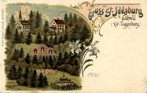 Gruss aus St. Iddaburg bei Gähwil- Litho -N2736