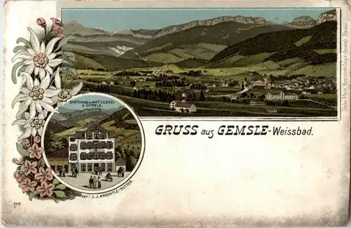 Gruss aus Gemsle Weissbad - Litho -N2772