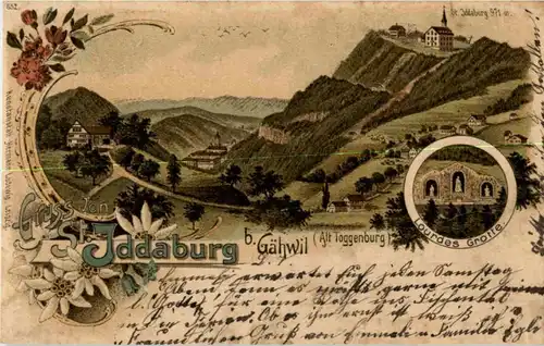 Gruss aus St. Iddaburg bei Gähwil- Litho -N2738