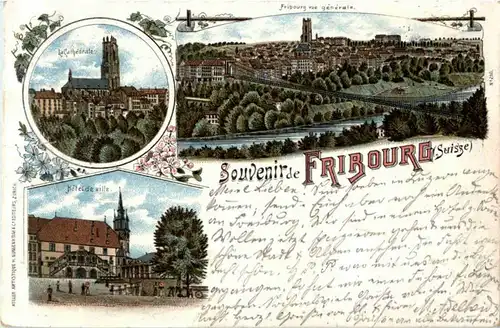 Gruss aus Fribourg - Litho -N2968