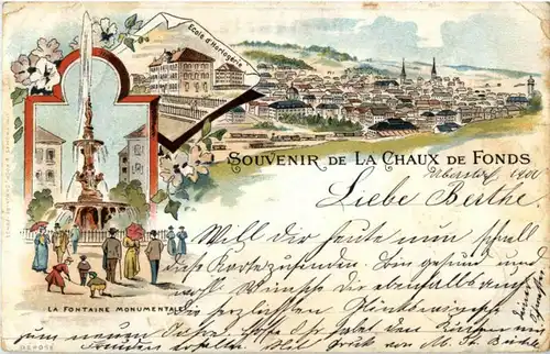 souvenir de La Chaux de Fonds - Litho -N3100