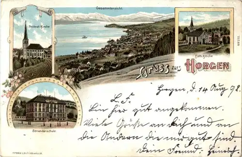 Gruss aus Horgen - Litho -N2648