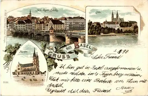 Gruss aus Basel - Litho -N3346