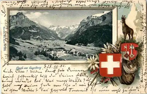 Gruss aus Engelberg - Prägekarte -N3760