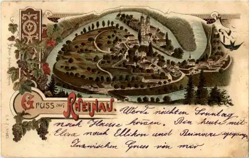 Gruss aus Rheinau - Litho -N3164