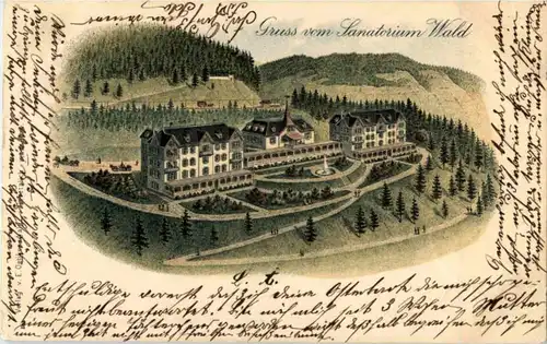 Gruss vom Sanatorium Wald - Litho -N3192