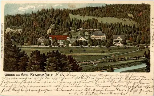 Gruss aus Asyl Remismühle - Litho -N2632