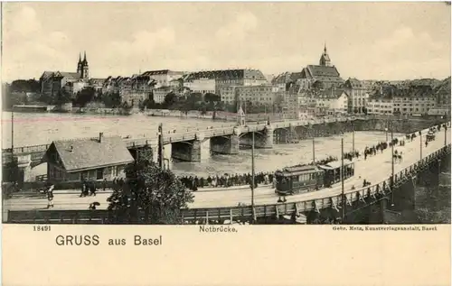 Gruss aus Basel - Notbrücke mit Tram -N4520
