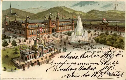 Gruss aus Winterthur Eidg. Schützenfest 1895 - Litho -N2942